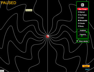 A positive point charge and its field lines.